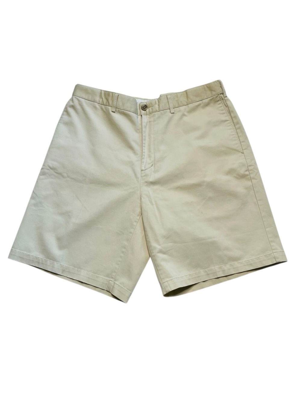 LANDS END Traditional Fit Flat Front Chino Shorts Cotton Pale Yellow Size 35